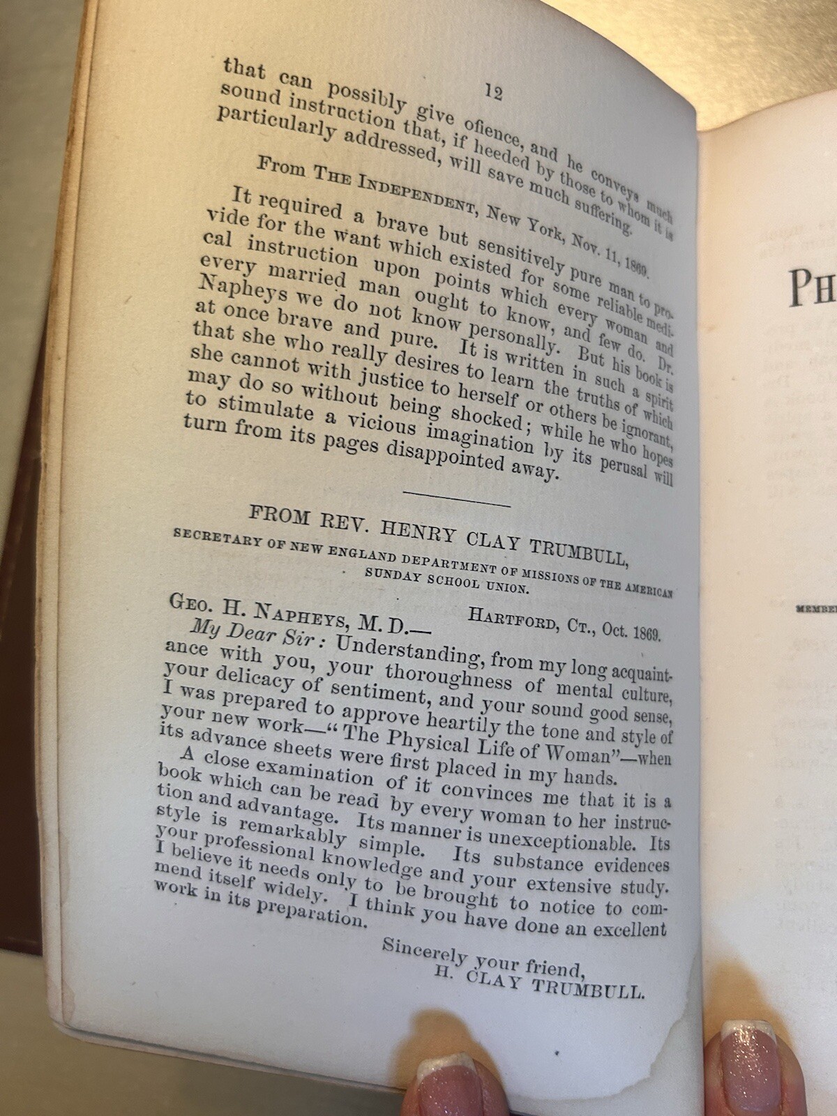 1870 The Physical Life Of Woman: Advice To The Maiden, Wife, & Mother G. Napheys