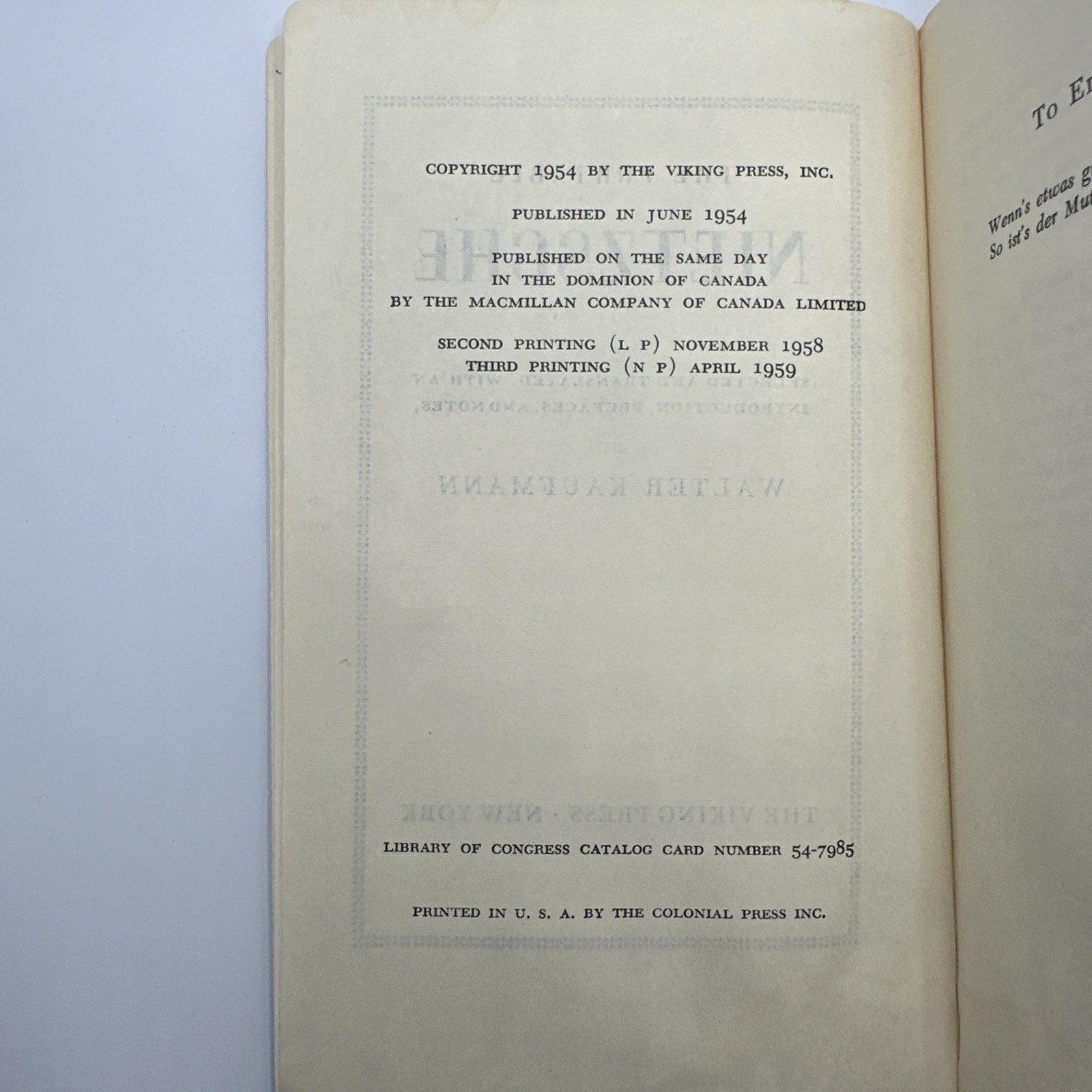 The Portable Nietzsche – by Walter Kaufmann Vintage Paperback Book *Written In*