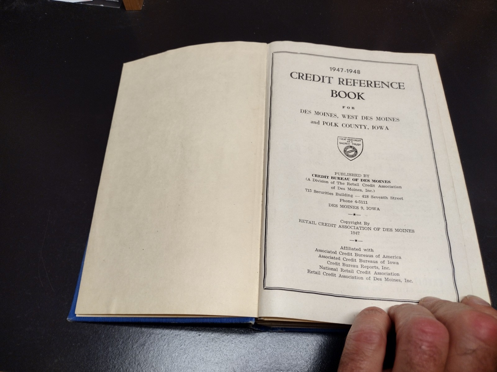 1947-48 Credit Reference Blue Book Des Moines West Des Moines Polk County 838pgs