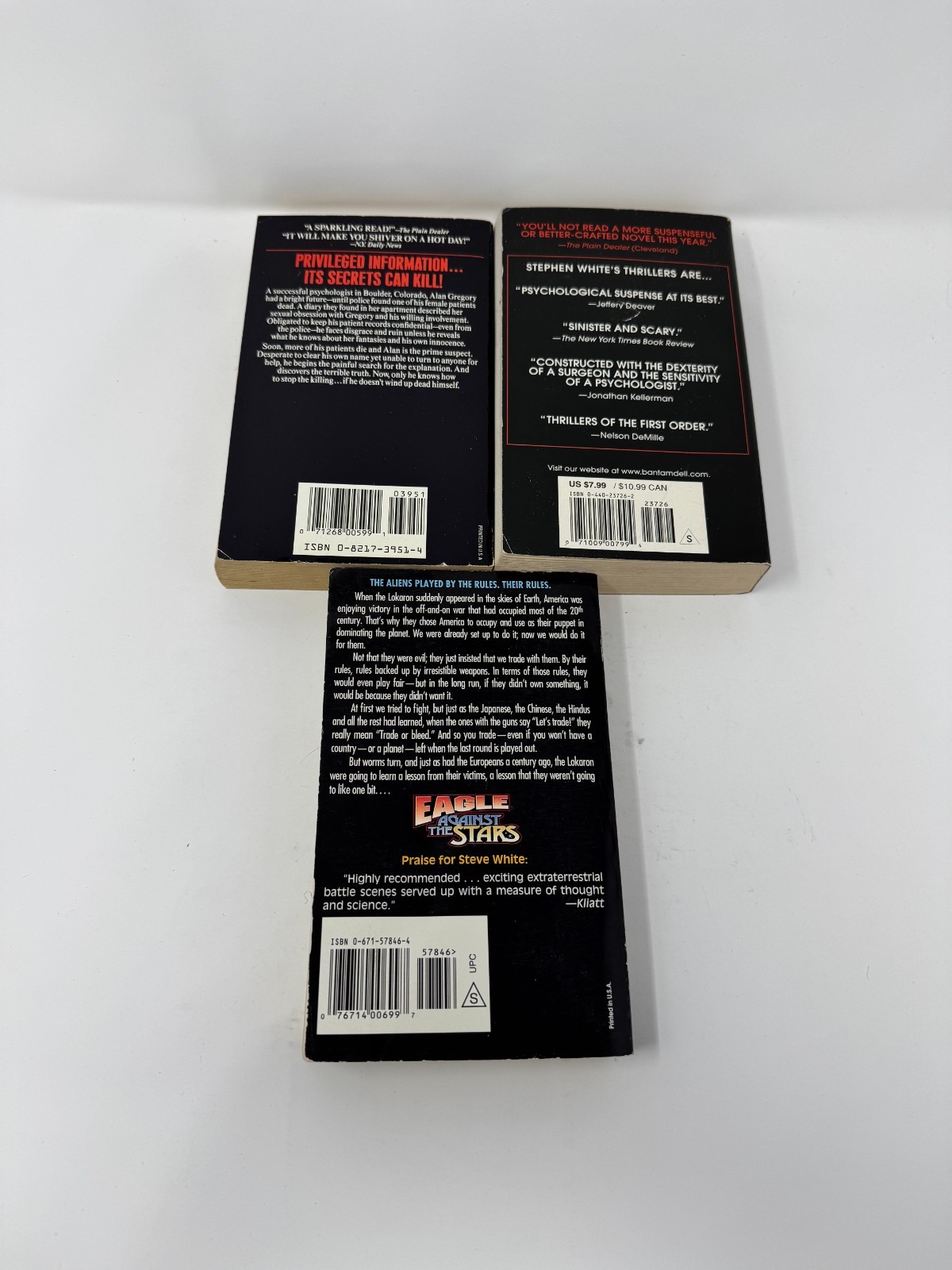 Lot 3 Steve White Books-Eagle Against the Stars, Privileged Information, Program