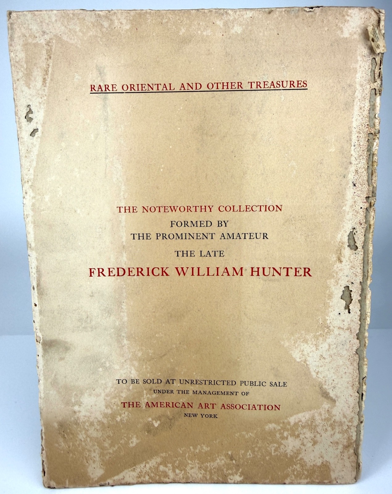 1920 American Art Auction Catalogue Frederick W Hunter Oriental Asian Treasures