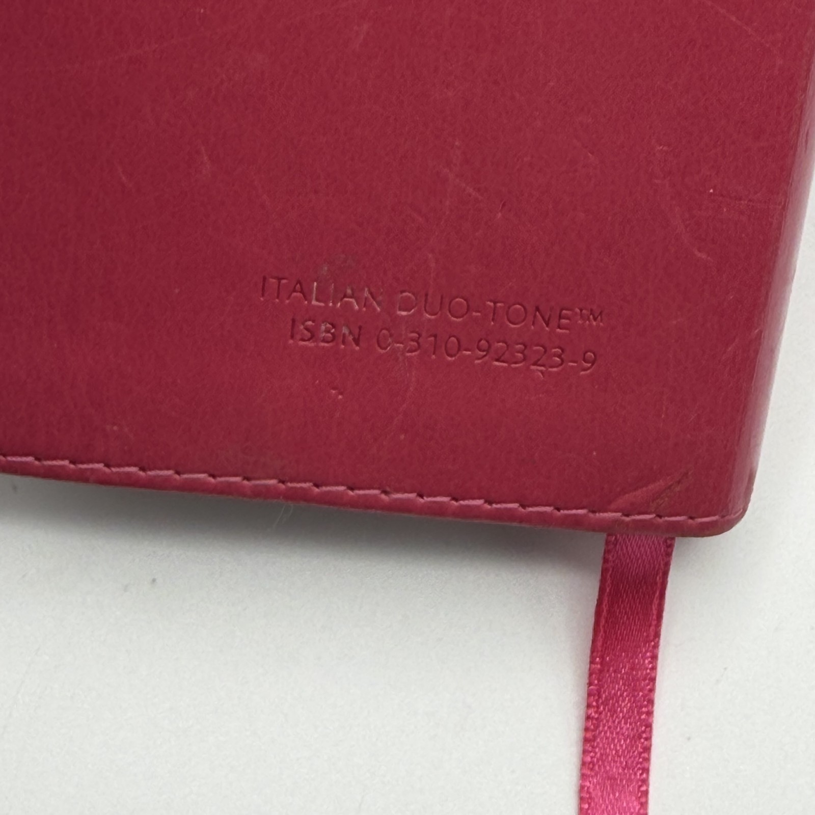 NIV Holy Bible Trimline Compact Pink Orange Italian Duo-Tone Ribbon Marker