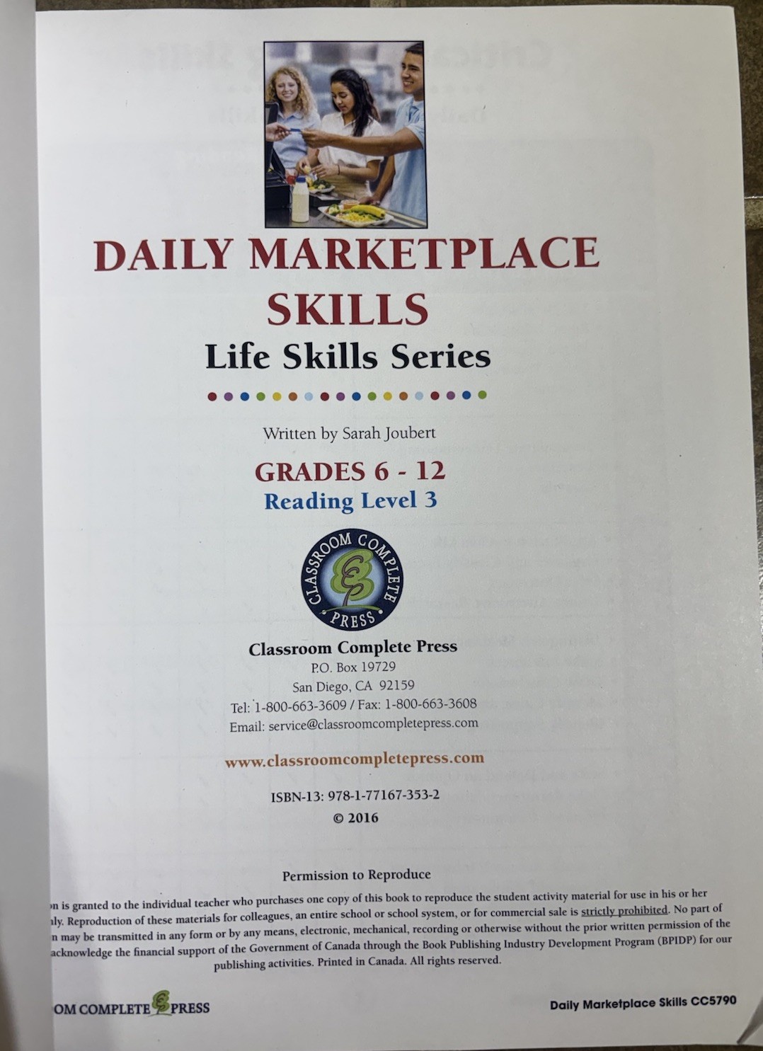 Daily Marketplace Skills Workbook Grades 6–12 – Life Skills Series CCP5532
