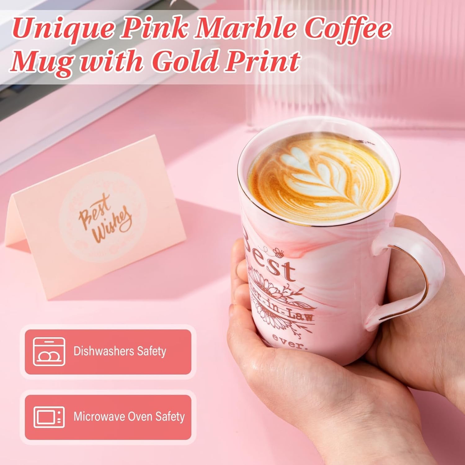 Elegant 14oz Ceramic Coffee Mug with Gold Print – Perfect for Mom’s Birthday