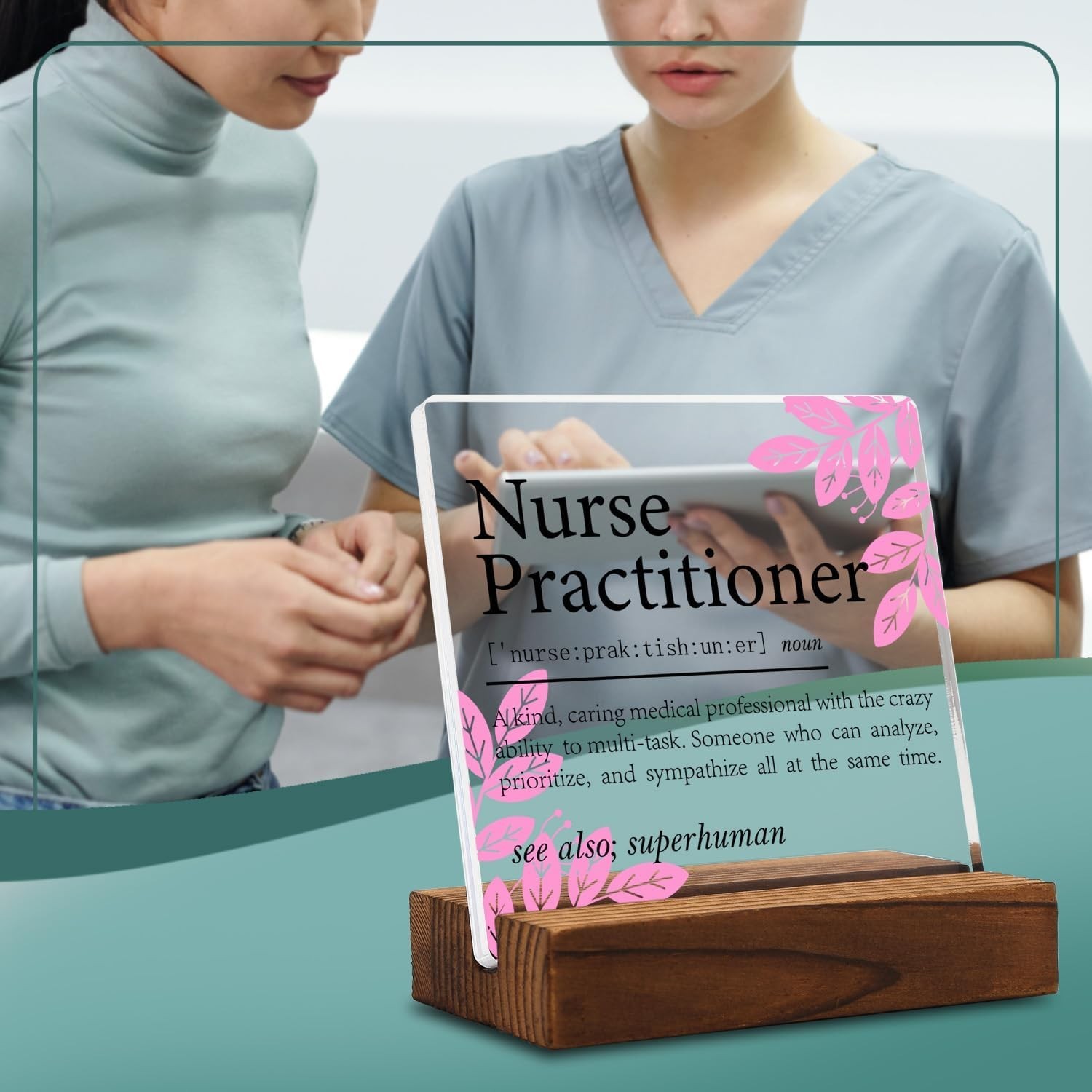 Clear Acrylic Nurse Practitioner Appreciation Sign for Office Decor – 4.7×2.7in
