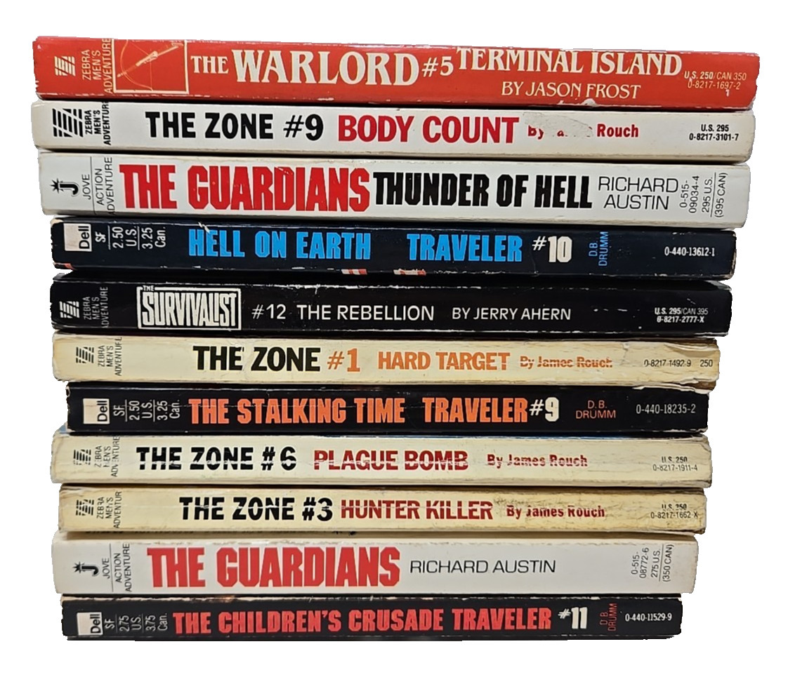 11 books MEN’S PAPERBACK ADVENTURE SERIES OF THE 1980s Post-Apocalypse WW3 Serie