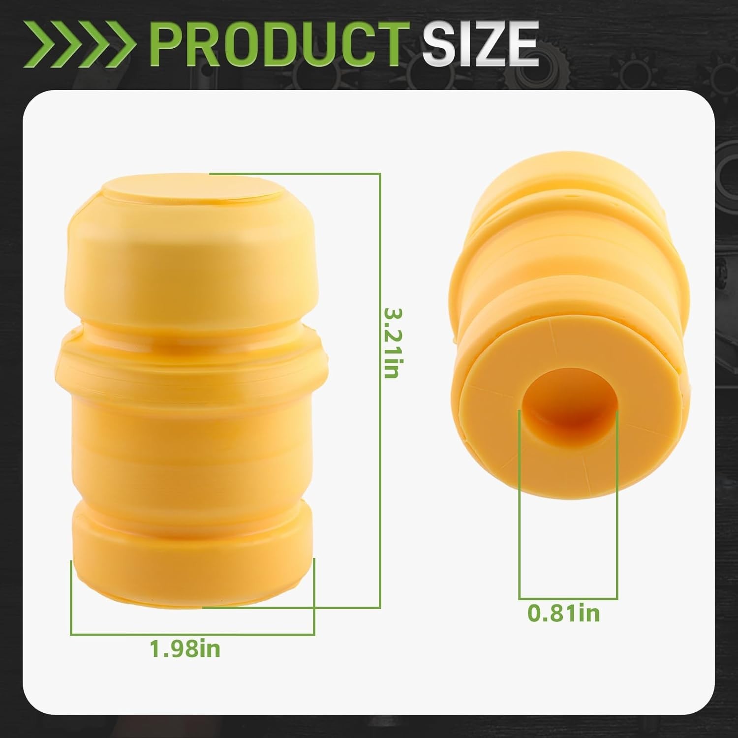 Front Bump Stops for Trucks, Jounce Bumpers in Yellow, Vehicle Specific Fit