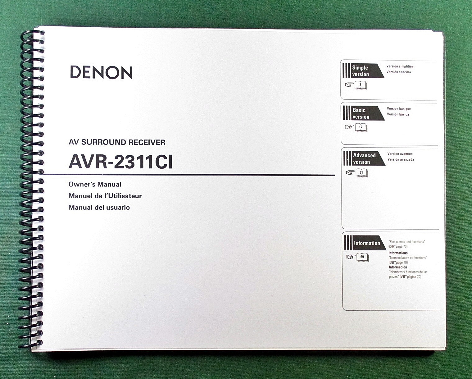 Denon AVR-2311CI Instruction Manual: 90 Pages & Protective Covers!