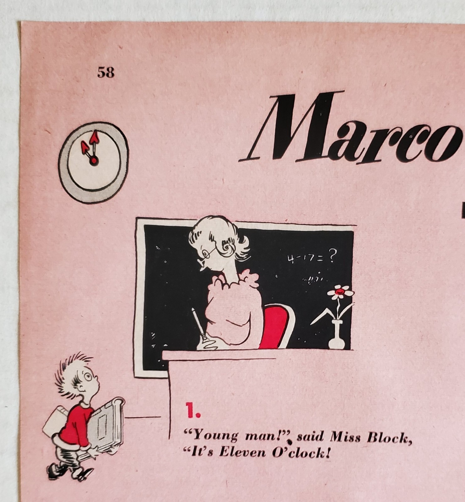 MARCO COMES LATE- 4TH LOST DR. SEUSS STORY. ORIGINAL REDBOOK PAGES SEPT. 1950.