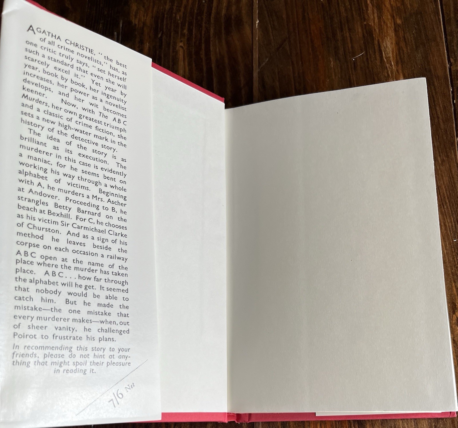 THE ABC MURDERS Agatha Christie Facsimile Of 1936 UK Crime Club Edition Poirot