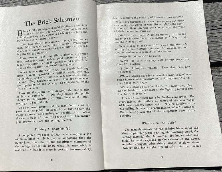 THE BRICK SALESMAN Ralph Stoddard 1928 hc 102 pages; Technical Information, etc