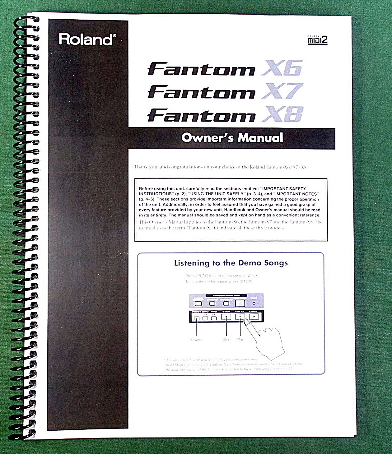 Roland Fantom X6 X7 X8 Owner’s Manual: 348 Pages & Protective Covers!