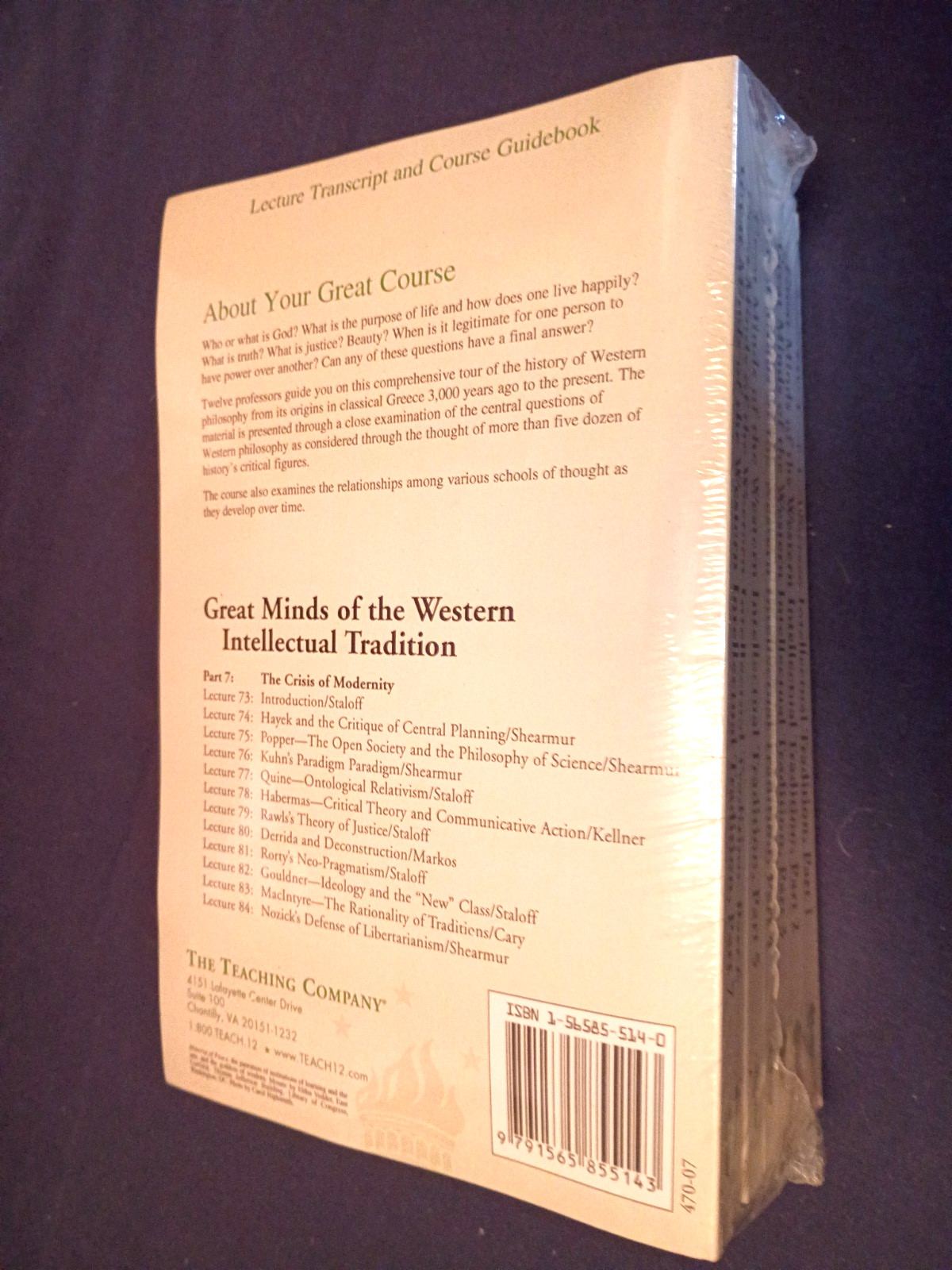 Great Courses TRANSCRIPTS : GREAT MINDS of WESTERN INTELLECTUAL TRADITION