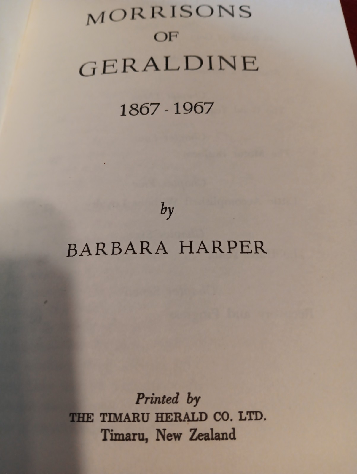 Morrisons Store.Geraldine, New Zealand.100th Anniversary Book.1867-1967.Harper.B