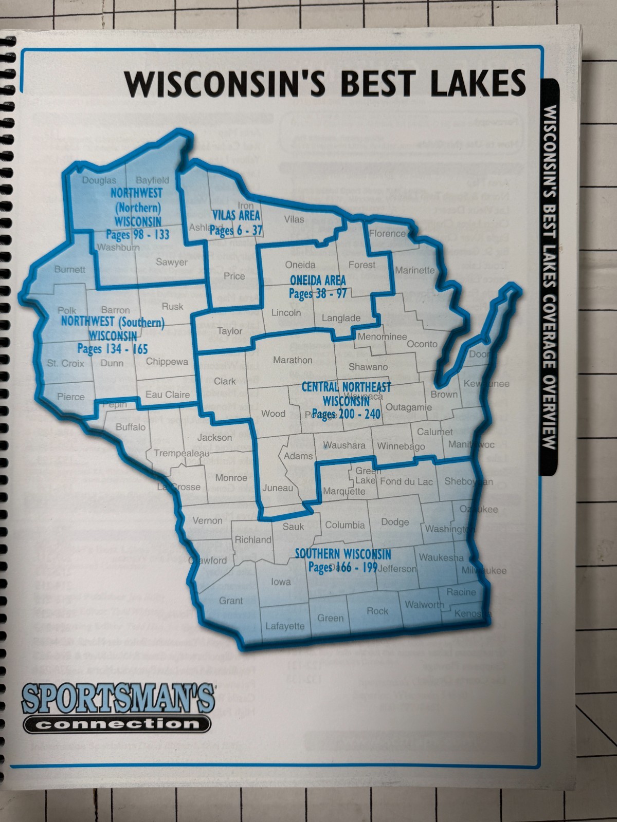 Wisconsin’s Best Lakes Fishing Maps Guide Book by Sportsman’s Connection Spiral
