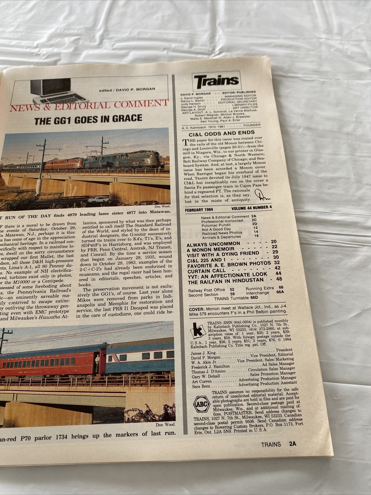 1984 February Trains Magazine 12 Pages If Monon Memories (MH613)