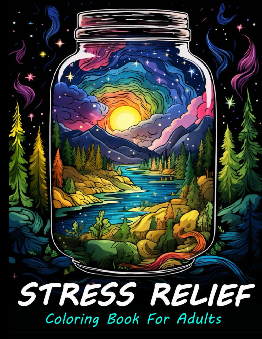 Stress Relief Coloring Book for Adults: Large Print Adult Colouring Book with Re