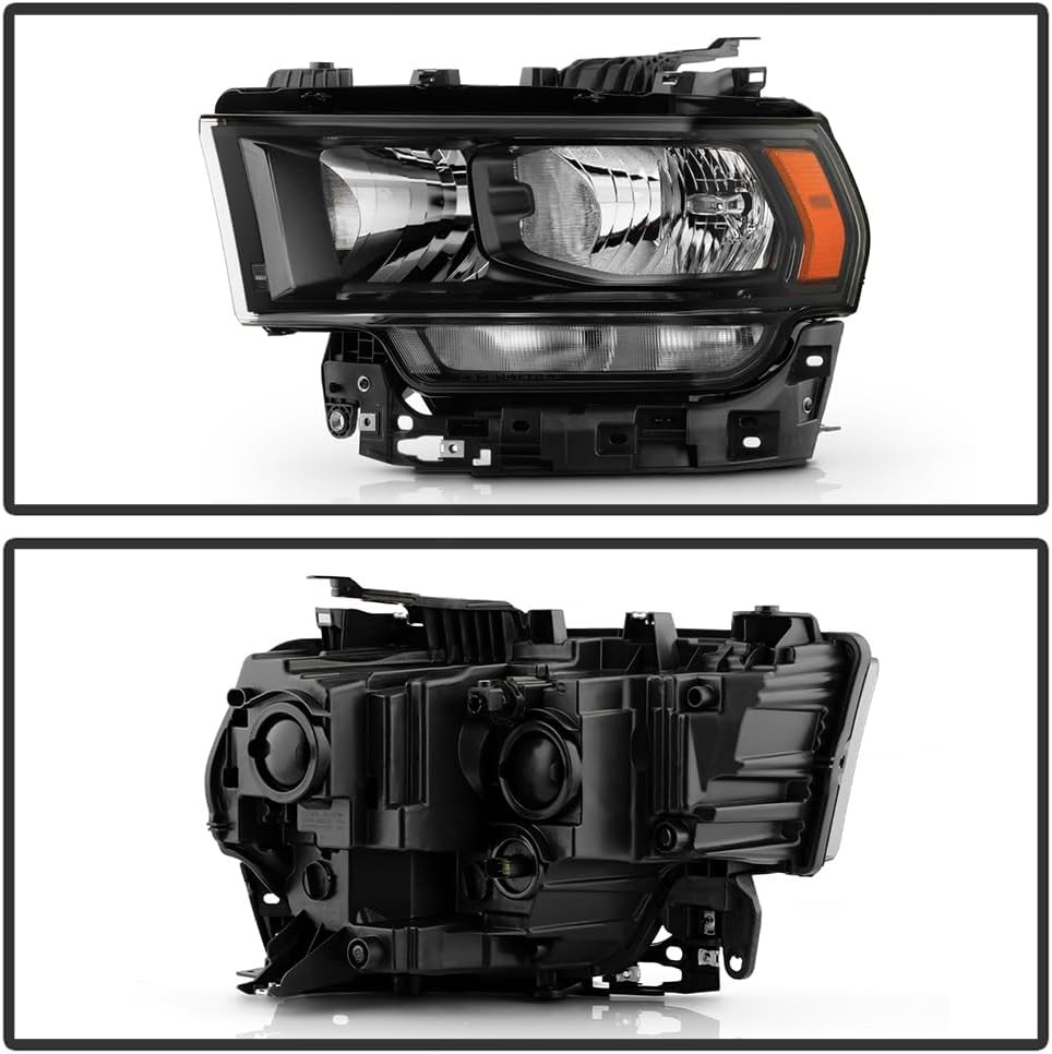 – for 2019 2020 2021 2022 2023 2024 Ram 2500 3500 Halogen Type Black Headlights