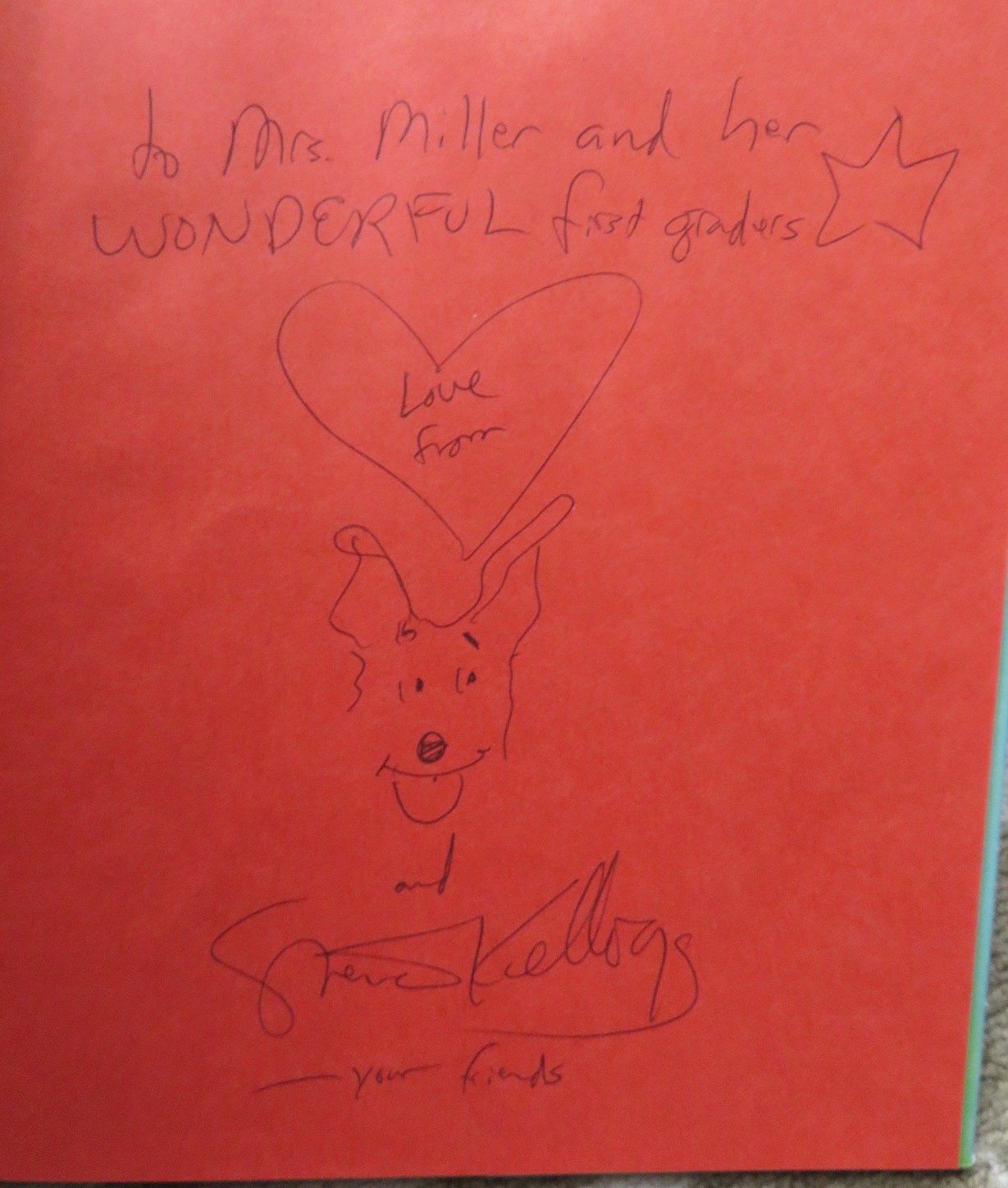PREHISTORIC PINKERTON SIGNED STEVEN KELLOGG W/SKETCH- GREAT DANE DINOSAURS