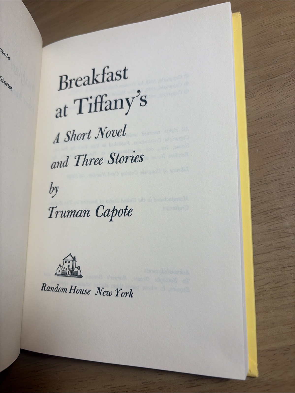 Truman Capote BREAKFAST AT TIFFANY’S 1958 Book Club Edition BCE – FINE / UNREAD