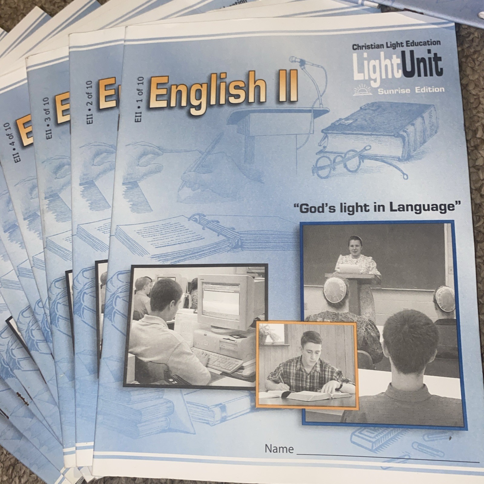 Christian Light Education English II Light Units 1-10 W/Answer Keys Sunrise Ed.