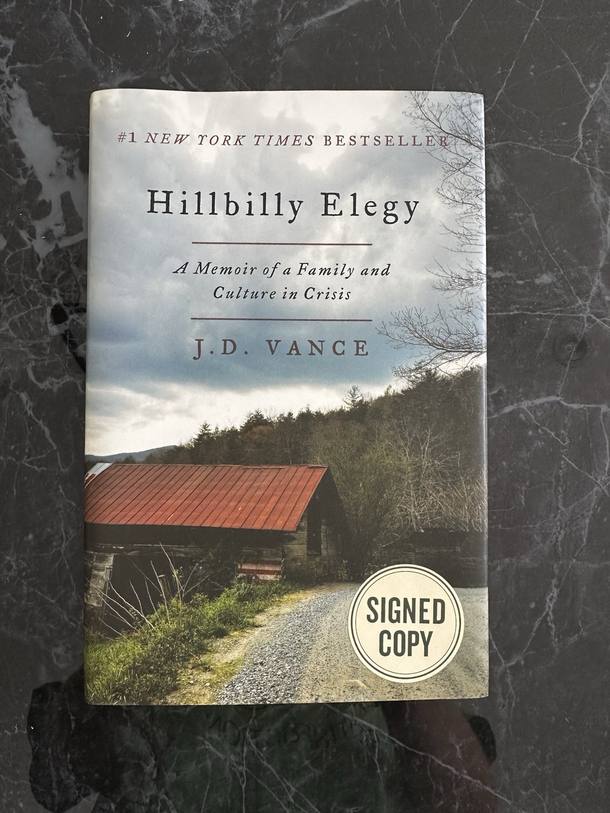 J.D. Vance Hillbilly Elegy Signed 1st Ed Hardcover w/ Dust Jacket (2016)