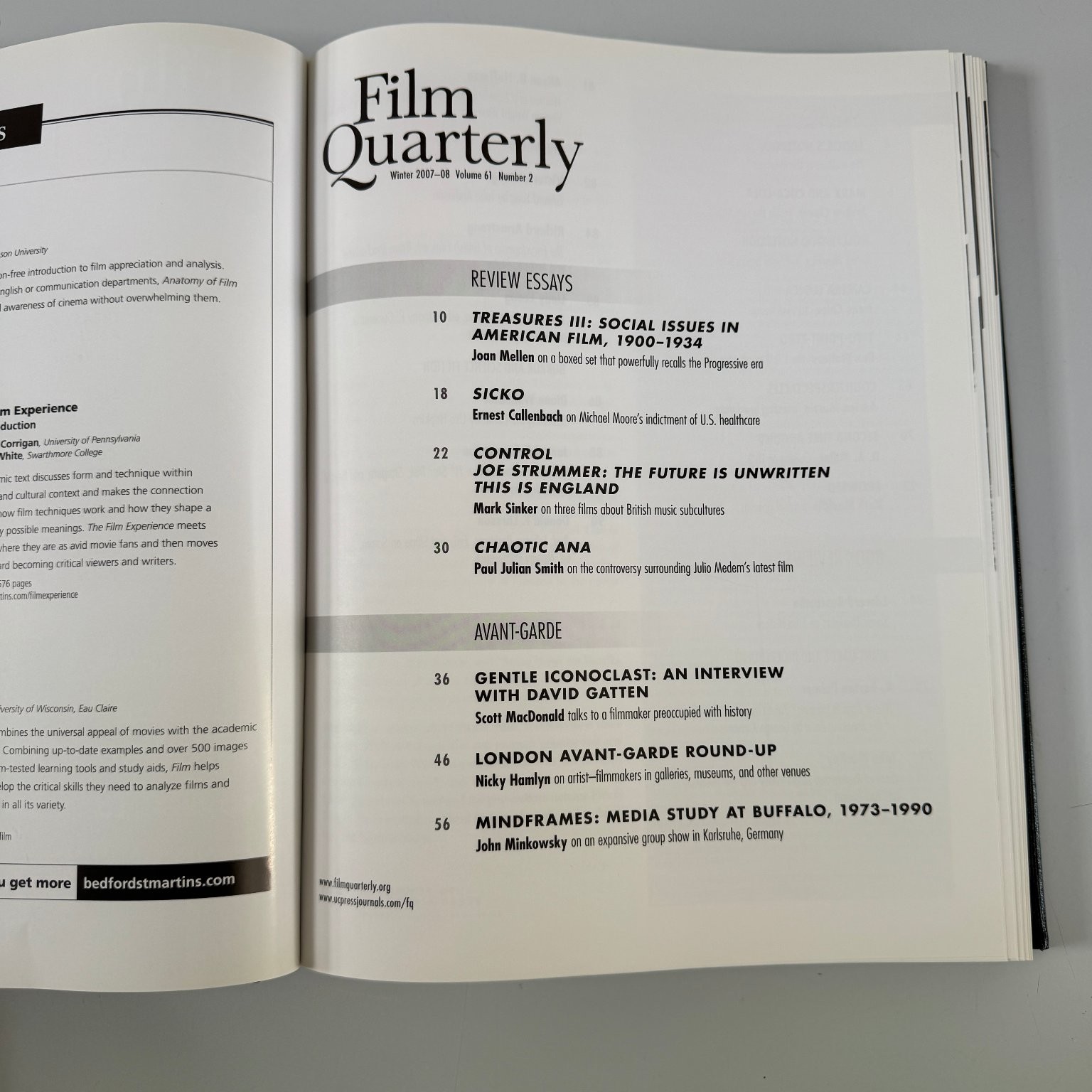 Film Quarterly Magazine Lot 2007-2008 Full Year Volume 61 Film Culture Books