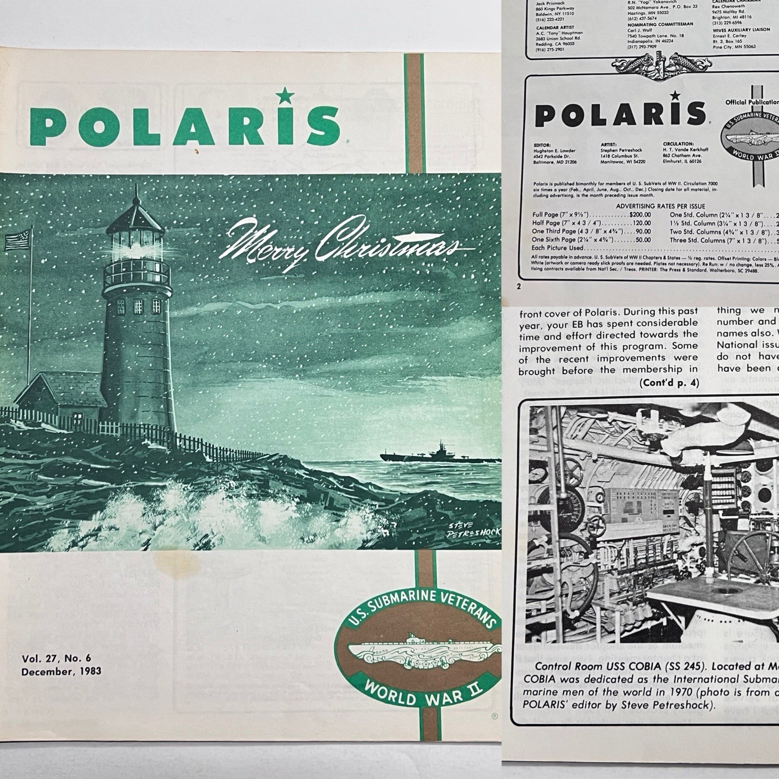 1983 Polaris Magazine WW2 U.S. Submarine Veterans Memorial Vol 27 No 6 December