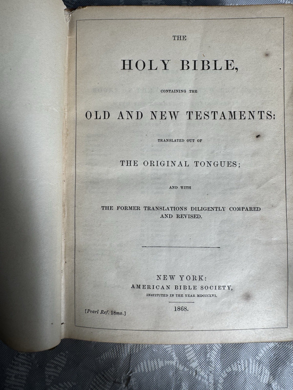 Antique Holy Bible 1868 American Bible Society Pocket Size Leather Guilt Edges