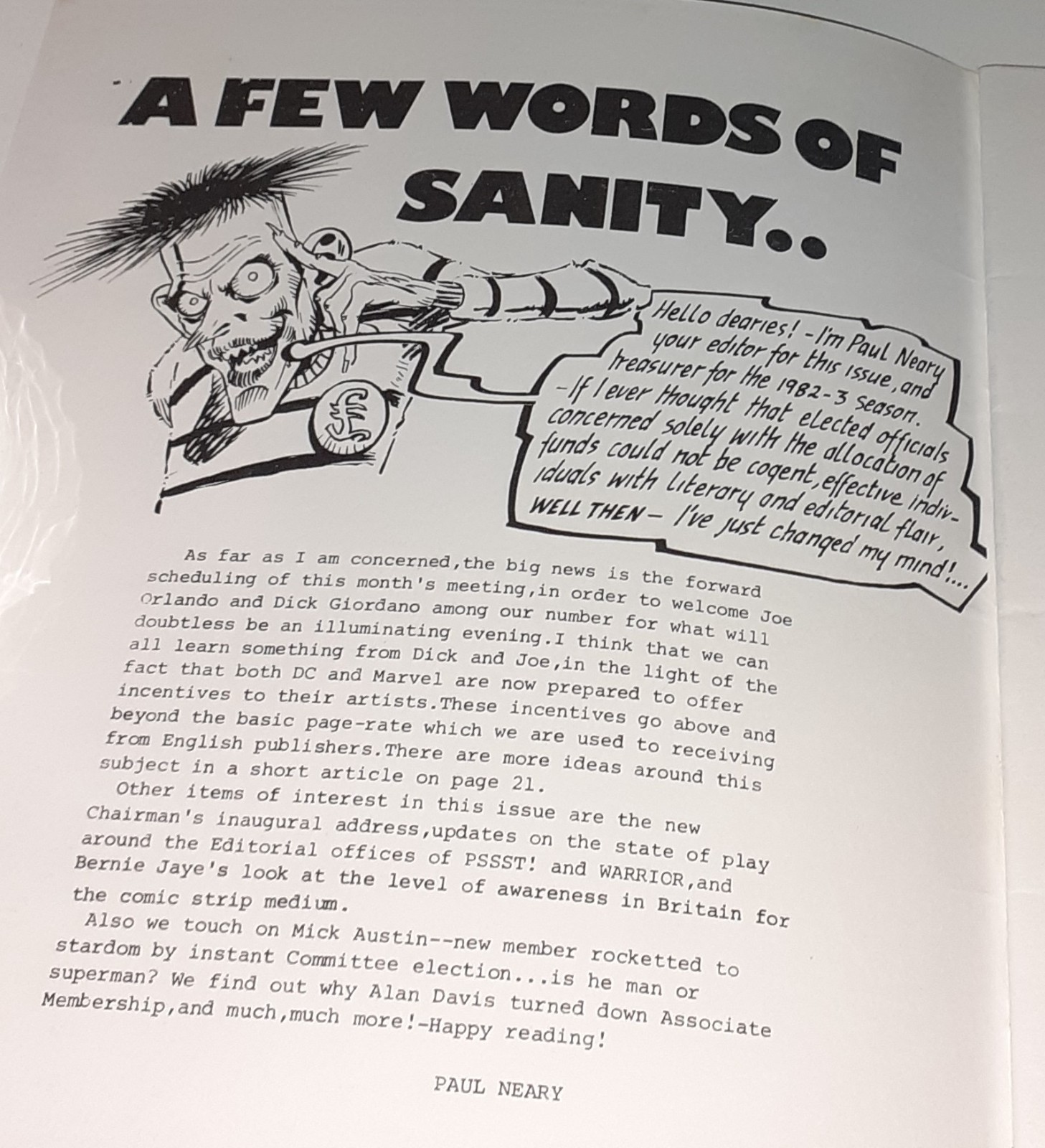 SSI JOURNAL 45 fanzine UK 1982 ALAN MOORE “DIE POOR!” Captain Britain Miracleman
