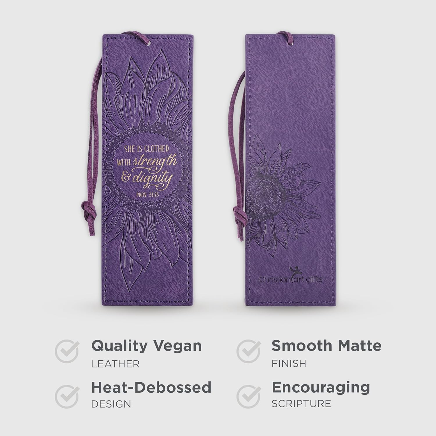 Vegan Leather Scripture Bookmark for Women: Strength and Dignity – Proverbs 31:2