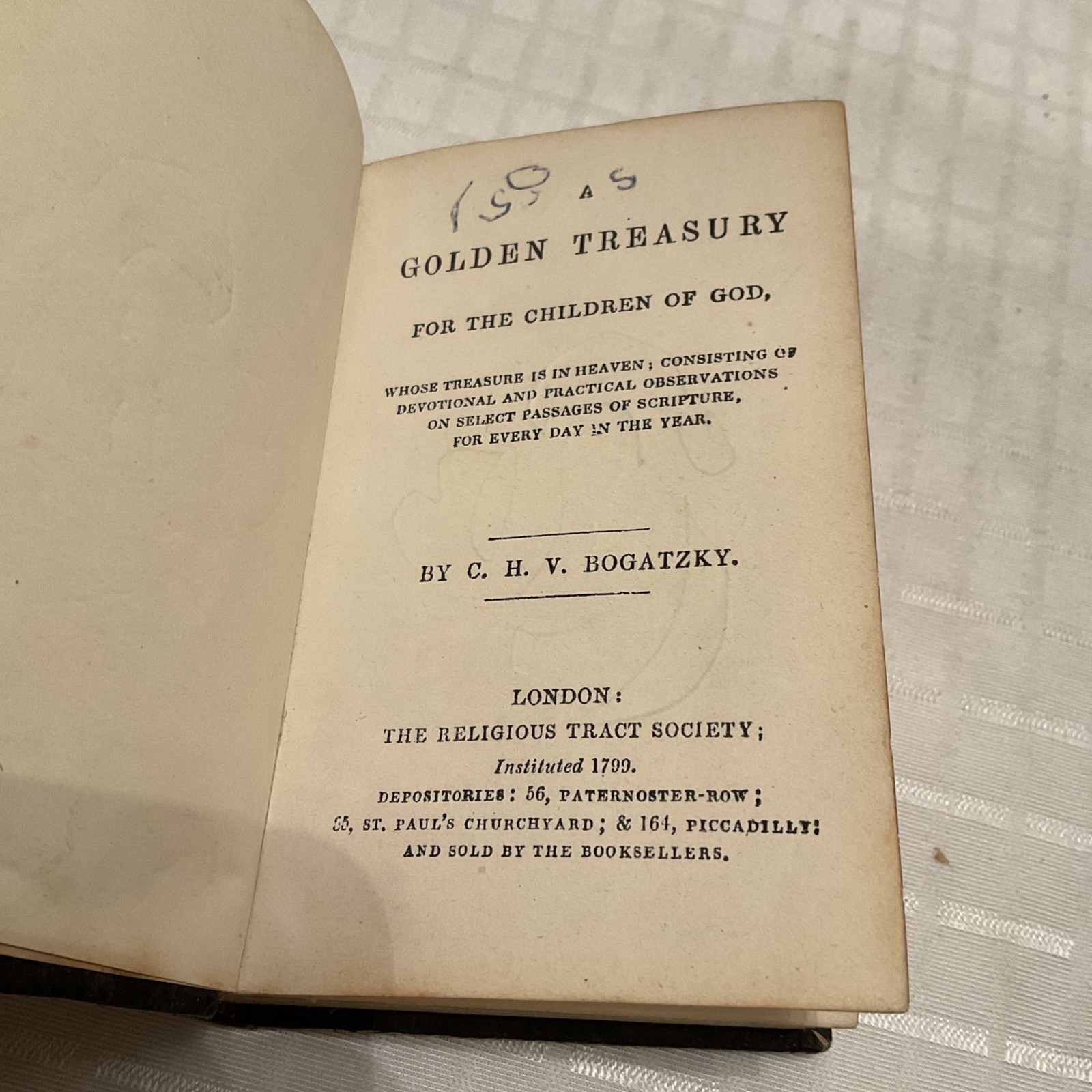 Bogatzy Golden Treasury For the Children of God 1799 Mini 431 Pages 11cm x 7.5cm