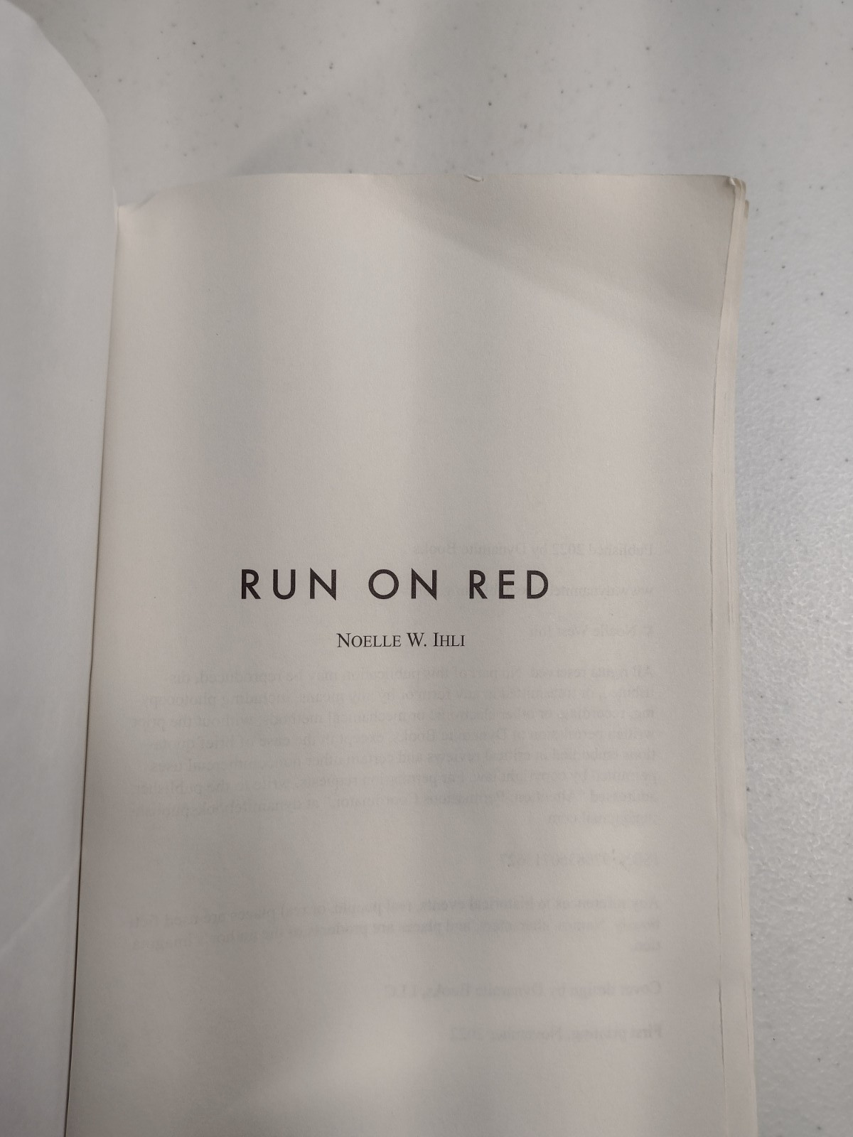 Run on Red by Noelle West Ihli, Book Novel Thriller Mystery Mysterious