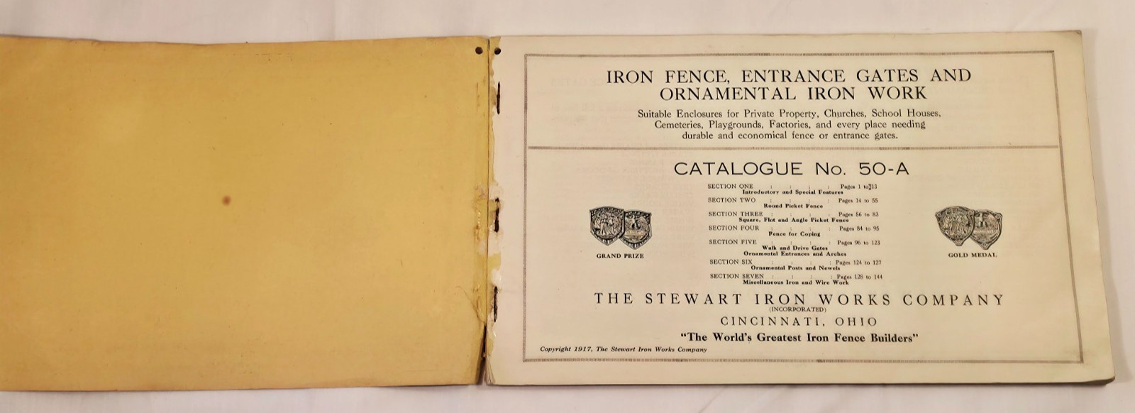 1917 Stewart Iron Works Catalog 50-A Fence Gates Ornamental Iron Cincinnati