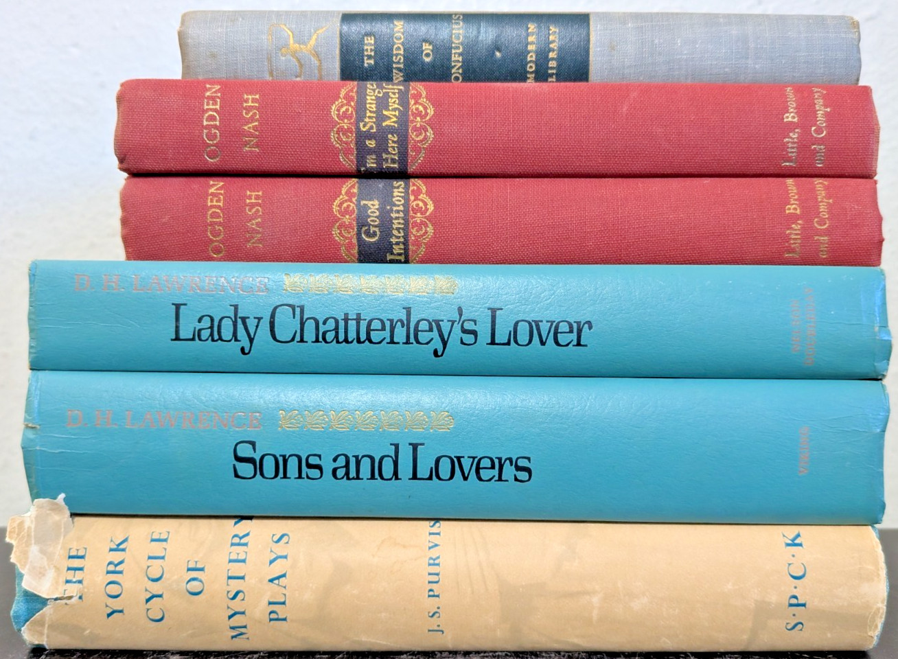 6 Book Lot Antique Vintage Hardcover Mid Century Shelf Home Decor Staging Set
