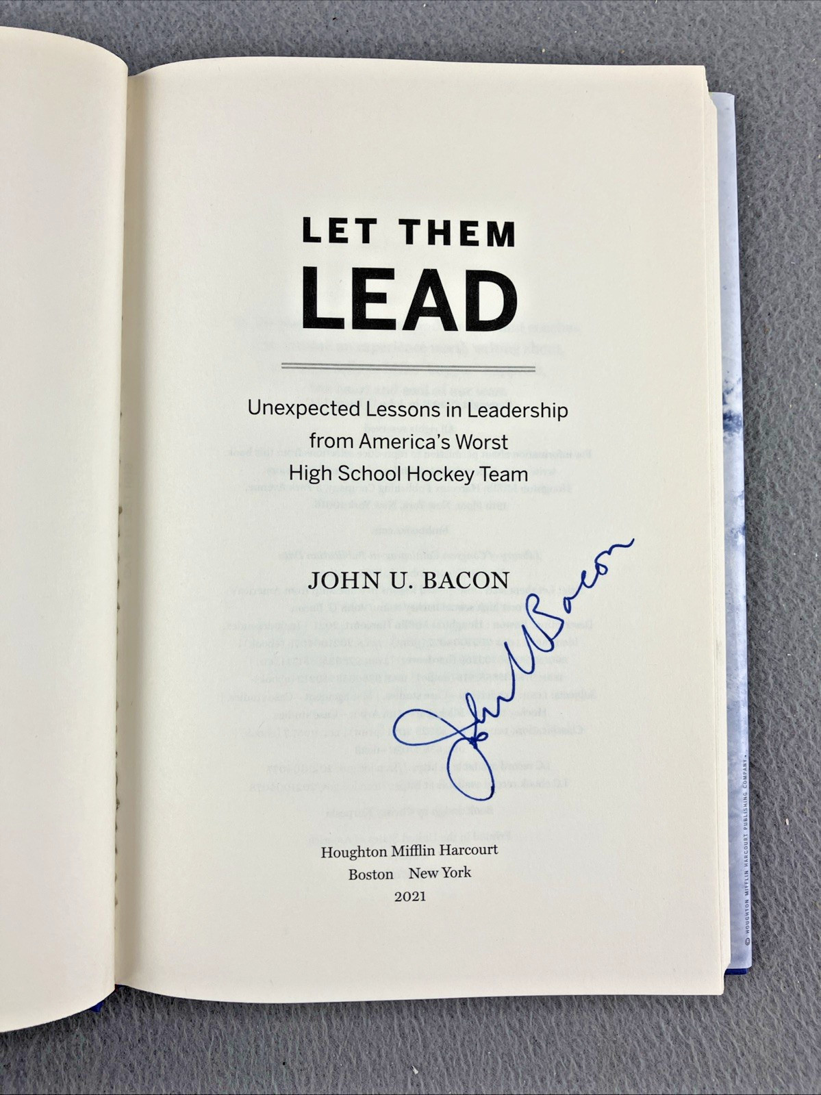 Let Them Lead – John U. Bacon Hardcover Leadership Hockey Sports * SIGNED COPY