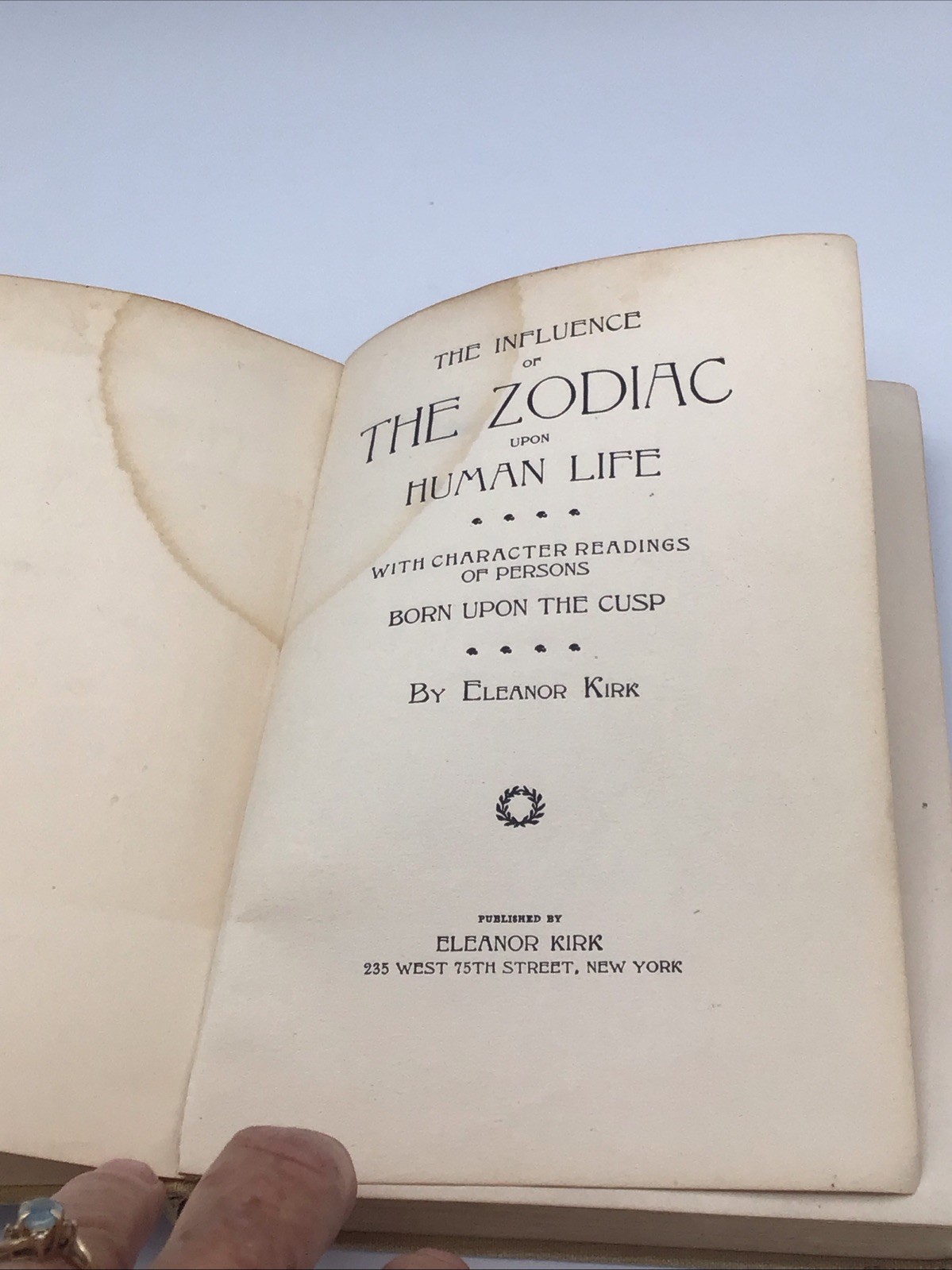 1894 Zodiac Influence Upon Human Life Eleanor Kirk 1st Edition Occult Astrology