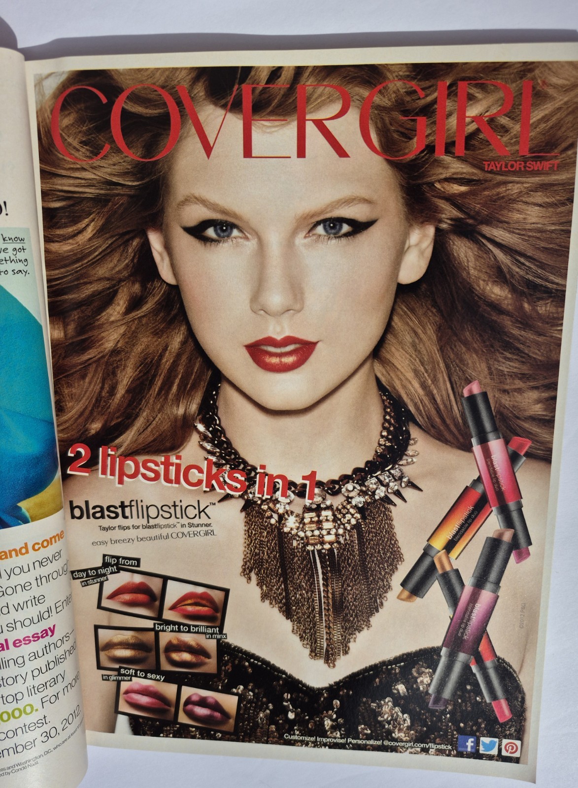 Glamour Magazine November 2012 Taylor Swift No Label Newsstand Red Lips VG+