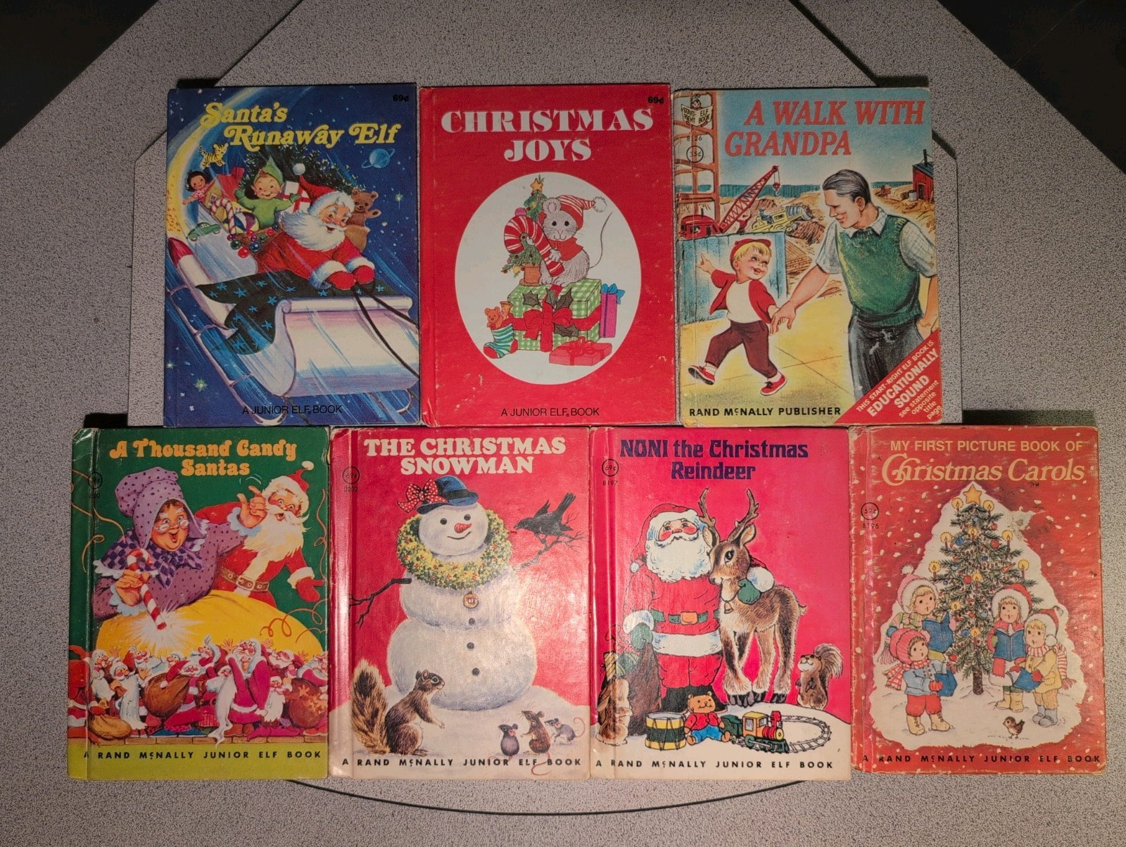 Lot Of 7 Vintage Rand McNally Junior Elf Books, Mostly Christmas