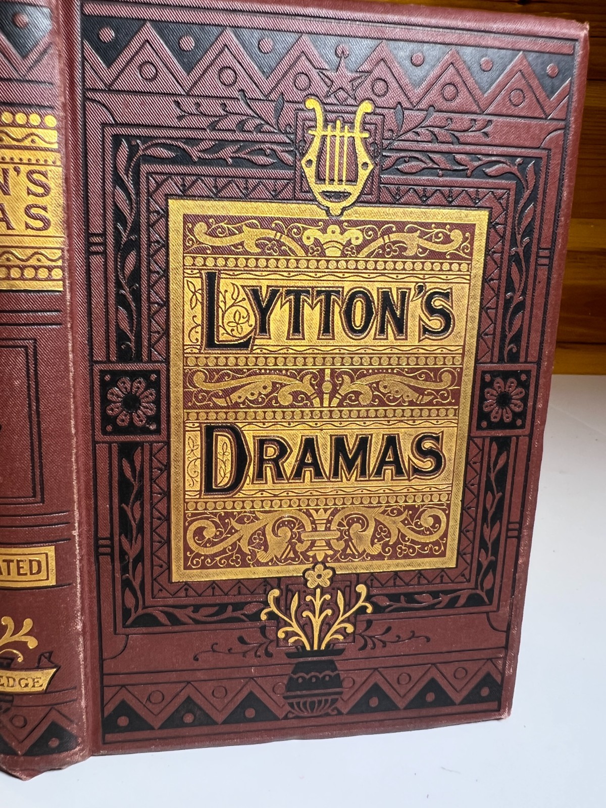 Lytton’s Dramas Victorian Decorative Book 1800s Routledge Cover Ornate Gilded