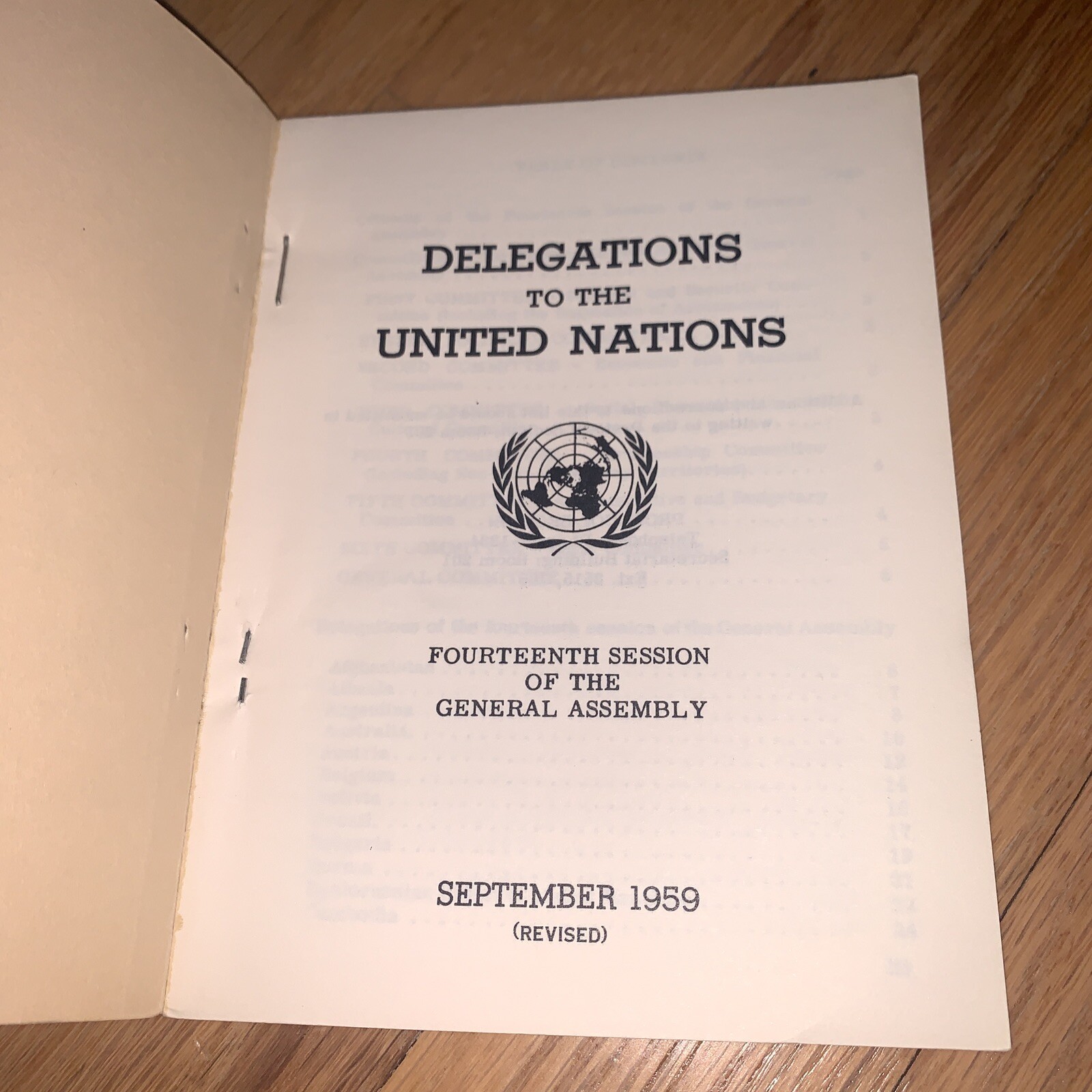 1959 DELEGATIONS TO THE UNITED NATIONS 166 pages