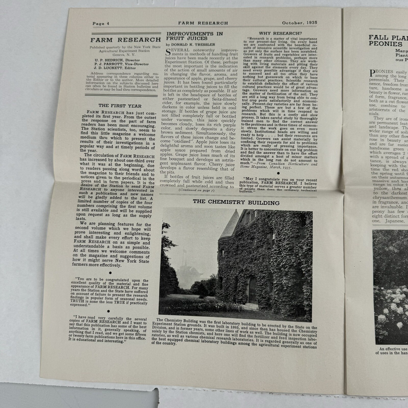 1935 Farm Research Quarterly Bulletin New York State Agricultural Experiment