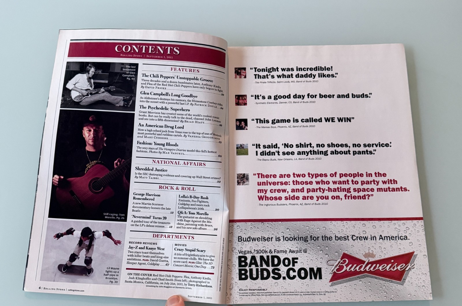 ROLLING STONE- Red Hot Chilli Peppers- Issue # 1138 September 1st 2011