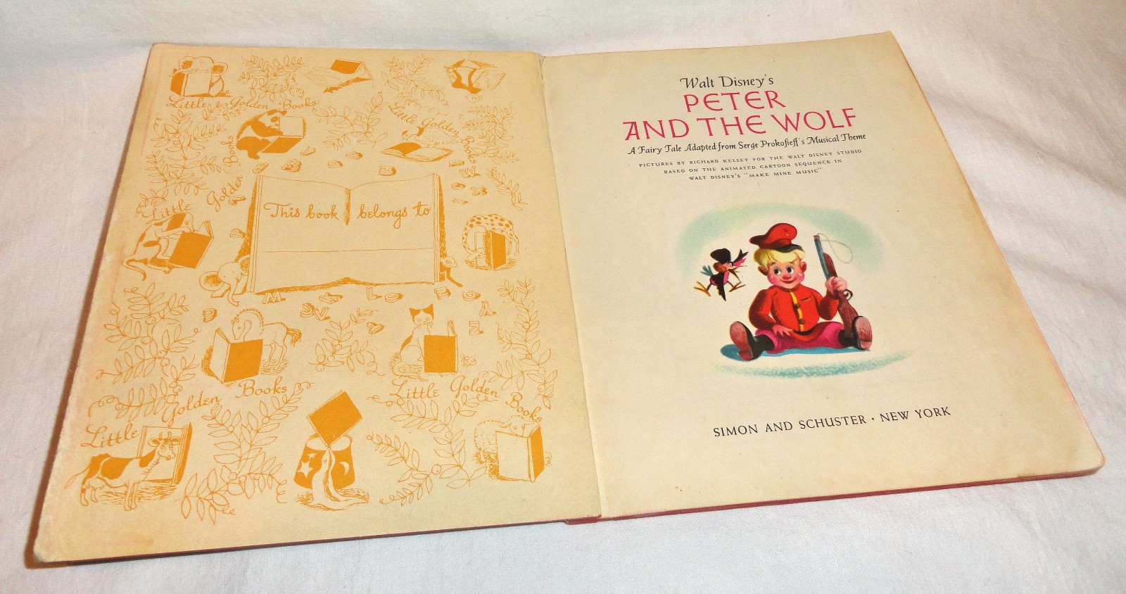 Vintage Little Golden Book, Peter & the Wolf, #D-5, 1947, 42 Pgs.,Brown Back