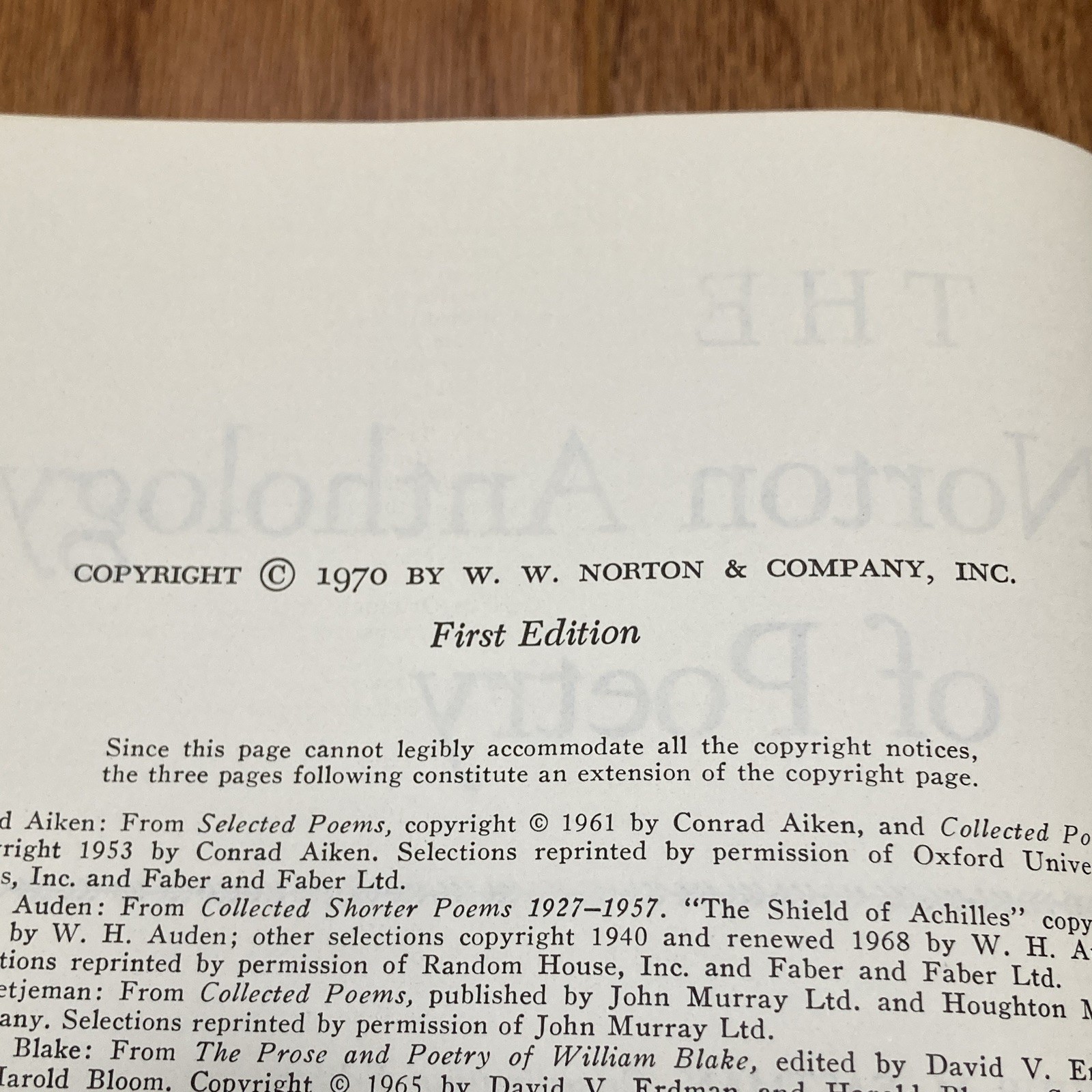 Norton Anthology of Poetry First Edition Norton Hardcover Book
