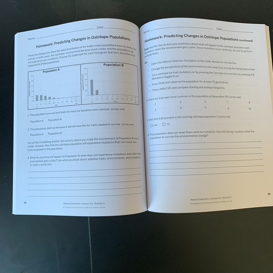 Amplify Science Grade 8 Homeschool Workbook Choose Physical Life Biology etc