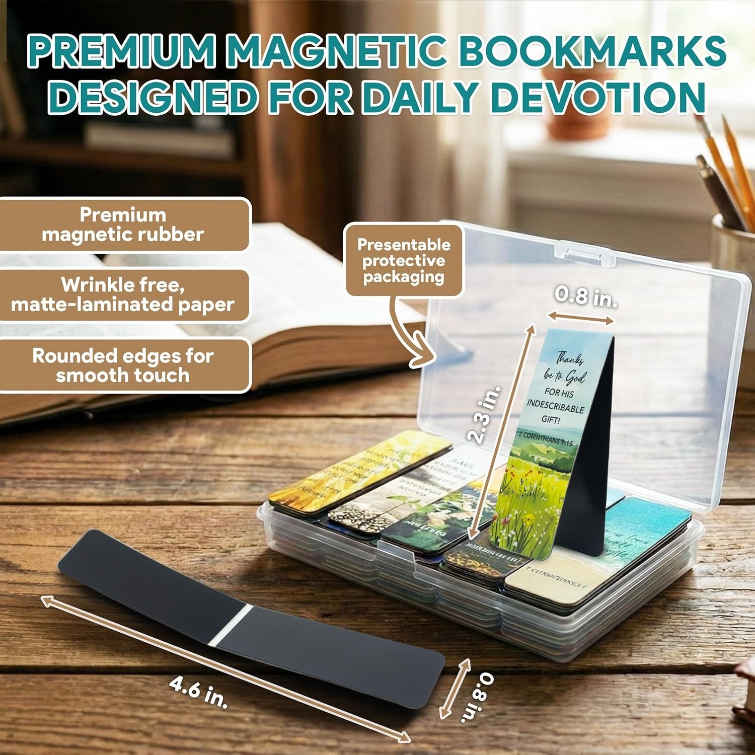 Decorably 50 Pack 0.8×2.3in Bible Religious Magnetic Bookmarks, Unique Motivatio