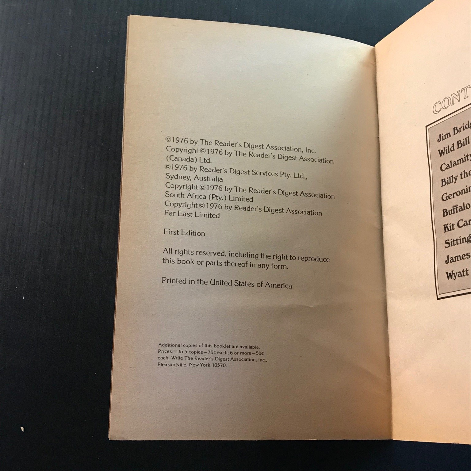 Legendary Characters of the Old West 1976 First Edition Illustrated Booklet