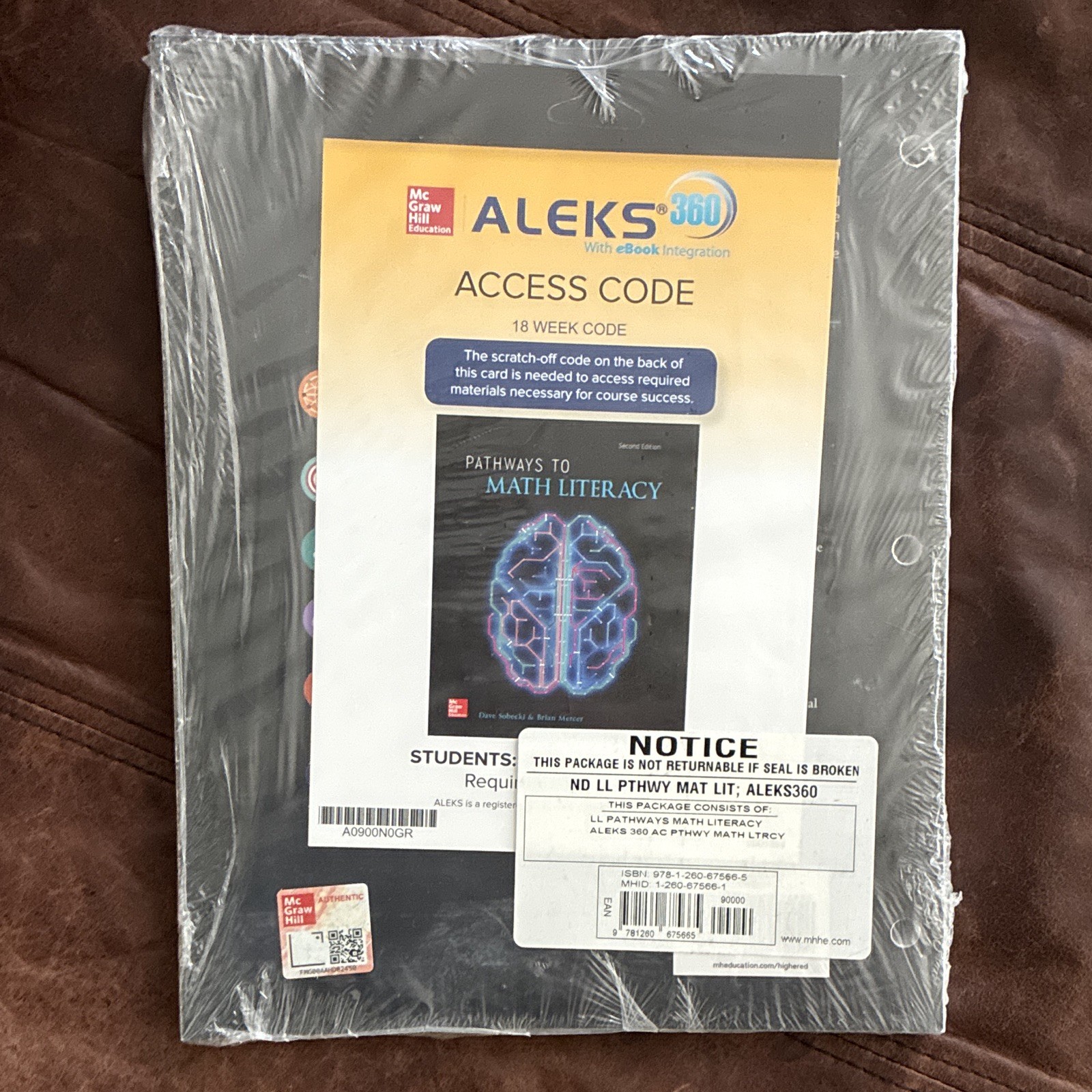 McGraw Hill Pathways to Math Literacy 2nd Ed Loose-Leaf + ALEKS 360 Code