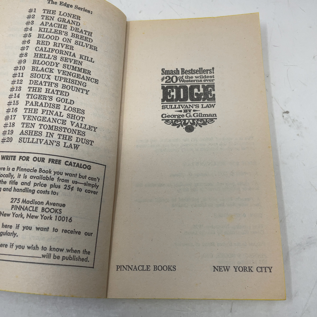 Sullivan’s Law (Edge #20) by George G. Gilman PB First Thus Very Good 1976